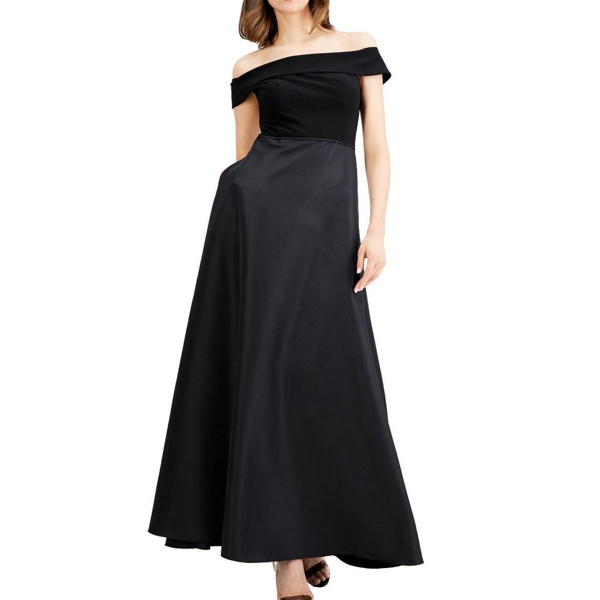 ADRIANNA PAPELL Women s Off the shoulder Jersey Taffeta Gown Dress TEDO