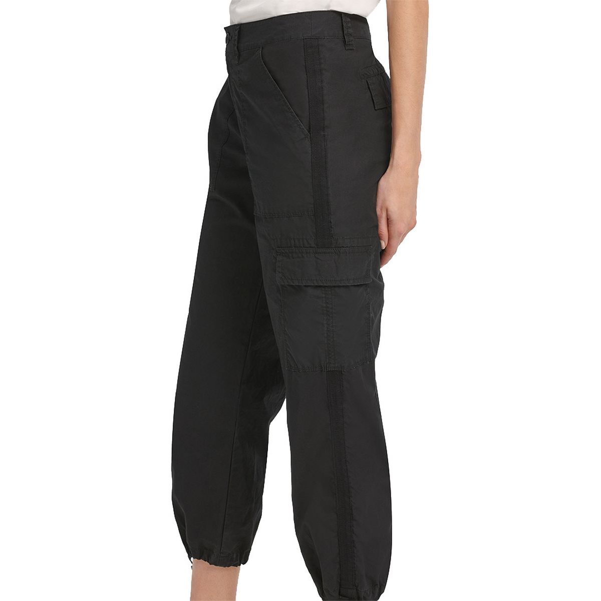 DKNY NEW WOMEN'S Cotton Side-stripe Cropped Cargo Joggers Pants TEDO ...