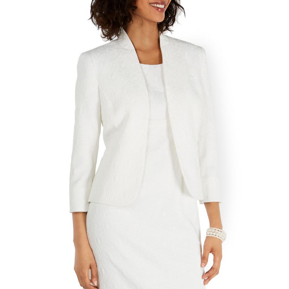KASPER NEW Women's White Floral-jacquard Lined Blazer Jacket Top 16 ...