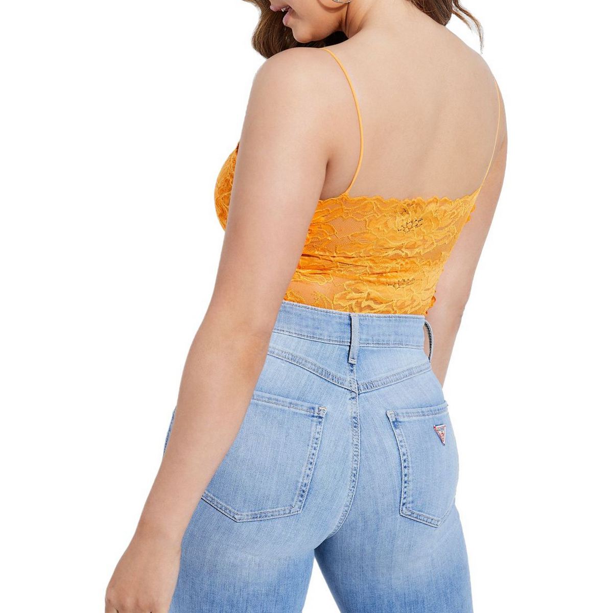GUESS NEW Women's Printed Spaghetti Straps Bodysuit Shirt Top TEDO