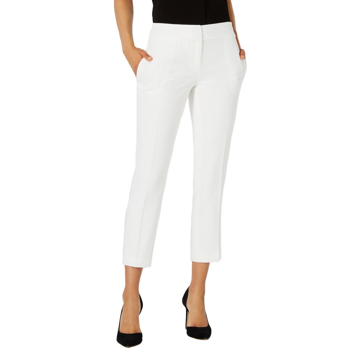 KASPER NEW Women's Vanilla Ice Petite Textured Slim-leg Casual Pants 4P ...