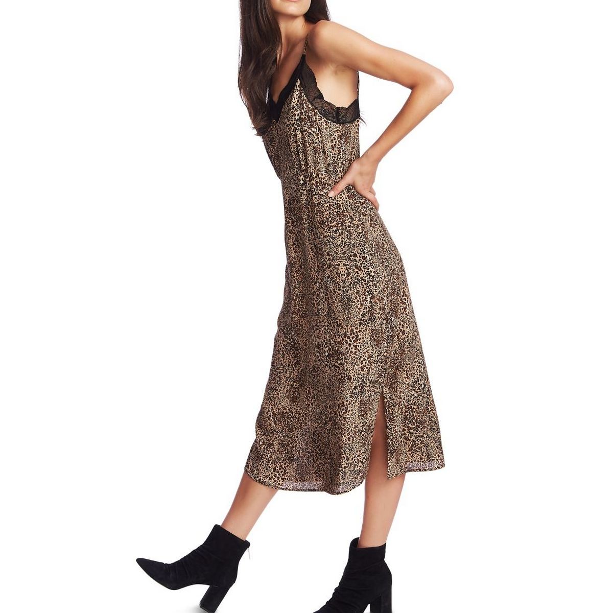 Lace-trimmed slip dress