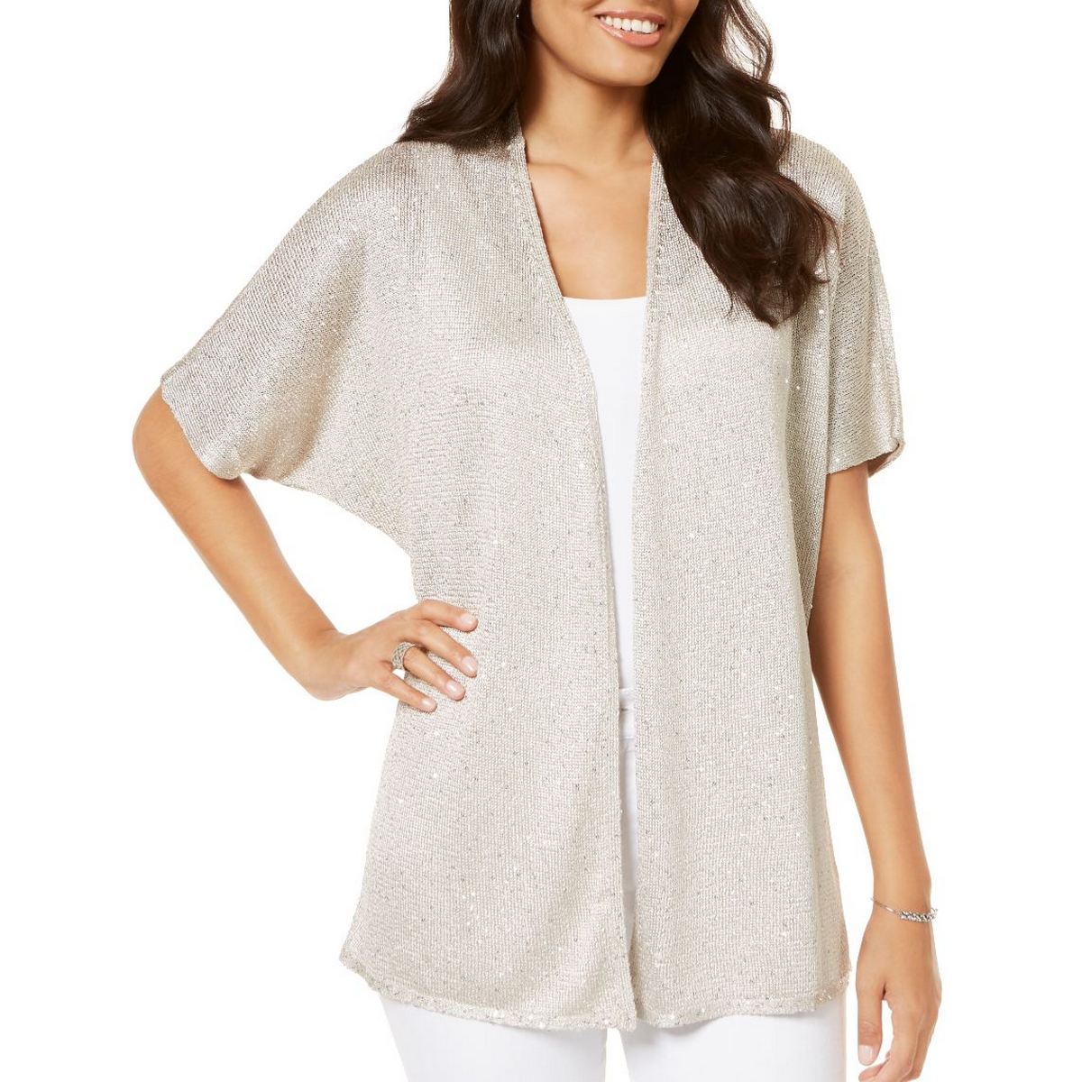 short sleeve open sweater