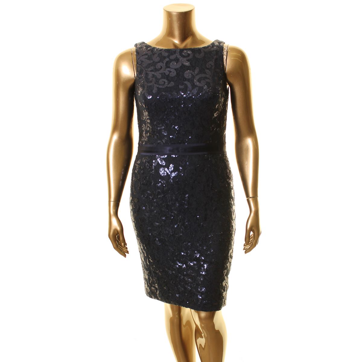 LAUREN RALPH LAUREN NEW Women's Navy Sequined Lace Cocktail Sheath ...