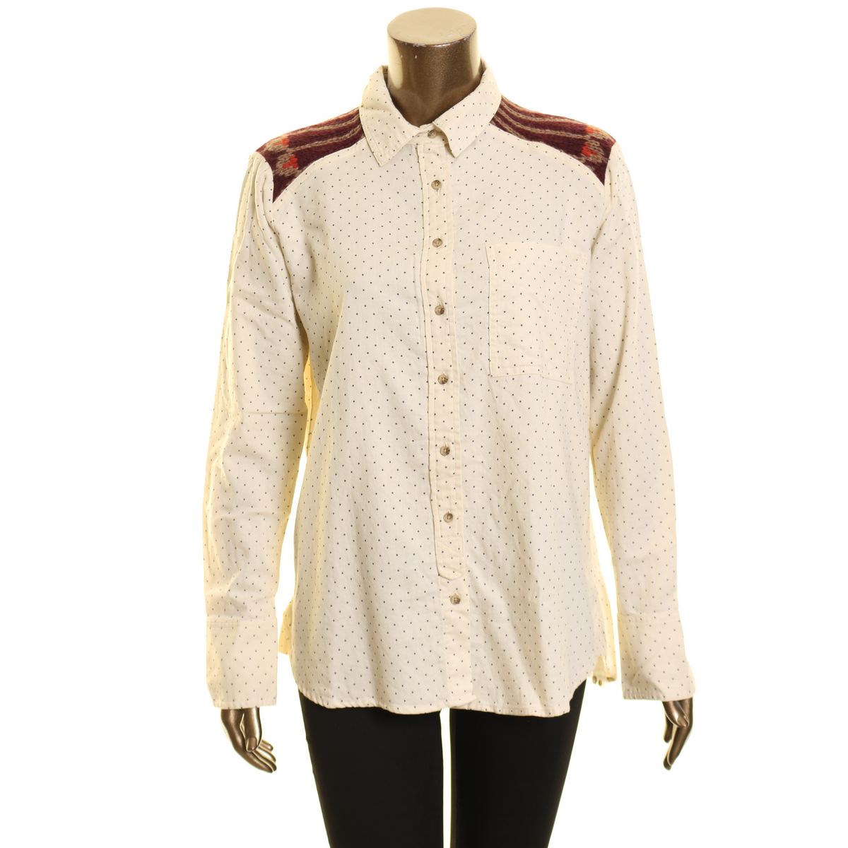 FREE PEOPLE NUEVA Camisa Prenda para Mujer Tejida en la Espalda con Puntos con Botones TEDO - Imagen 5 de 6