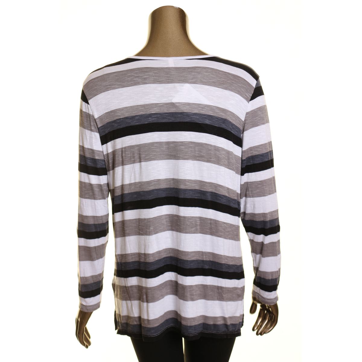 LEO & NICOLE Women's Striped Split-neck Tee Casual Shirt Top TEDO - Picture 4 of 8
