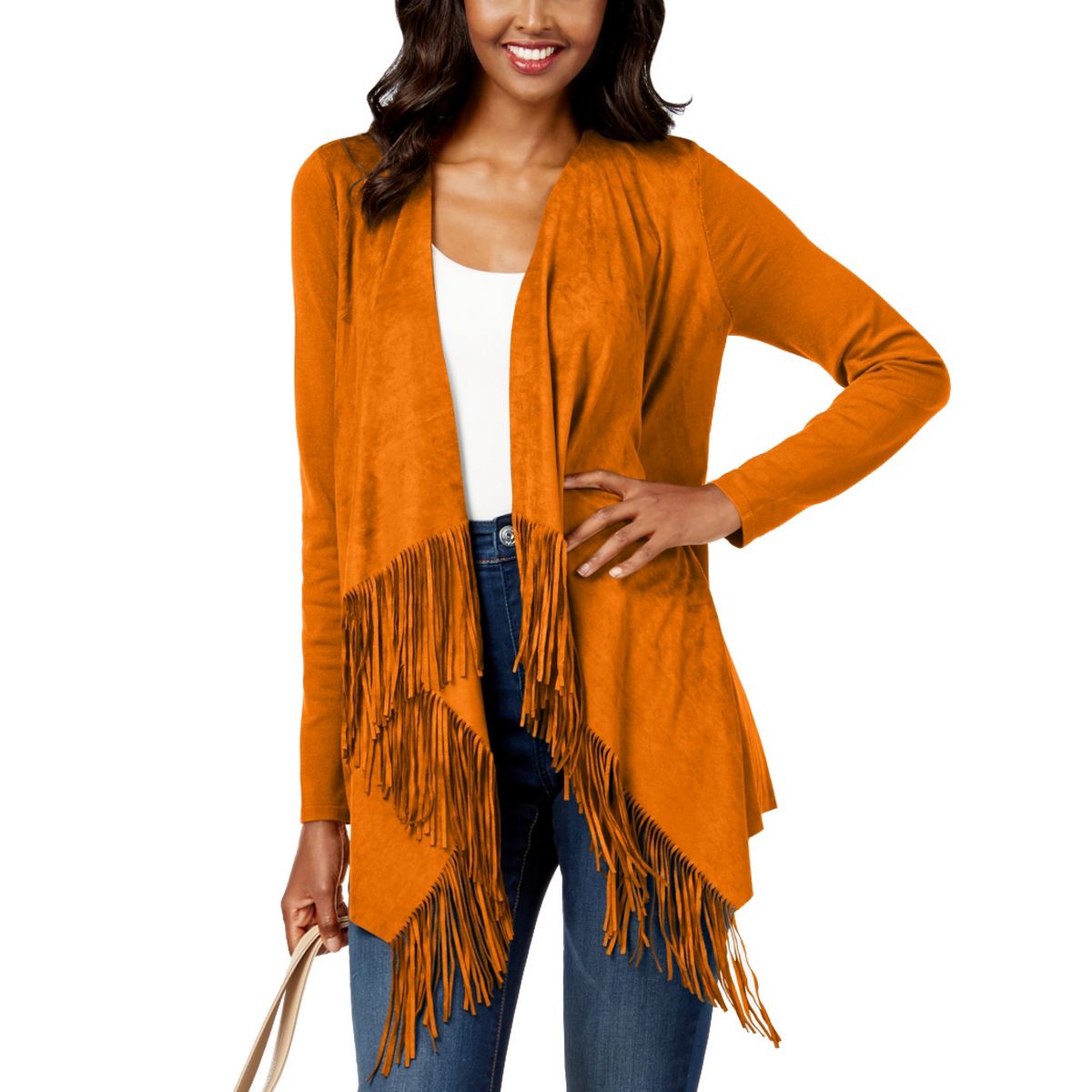 fringe trim cardigan
