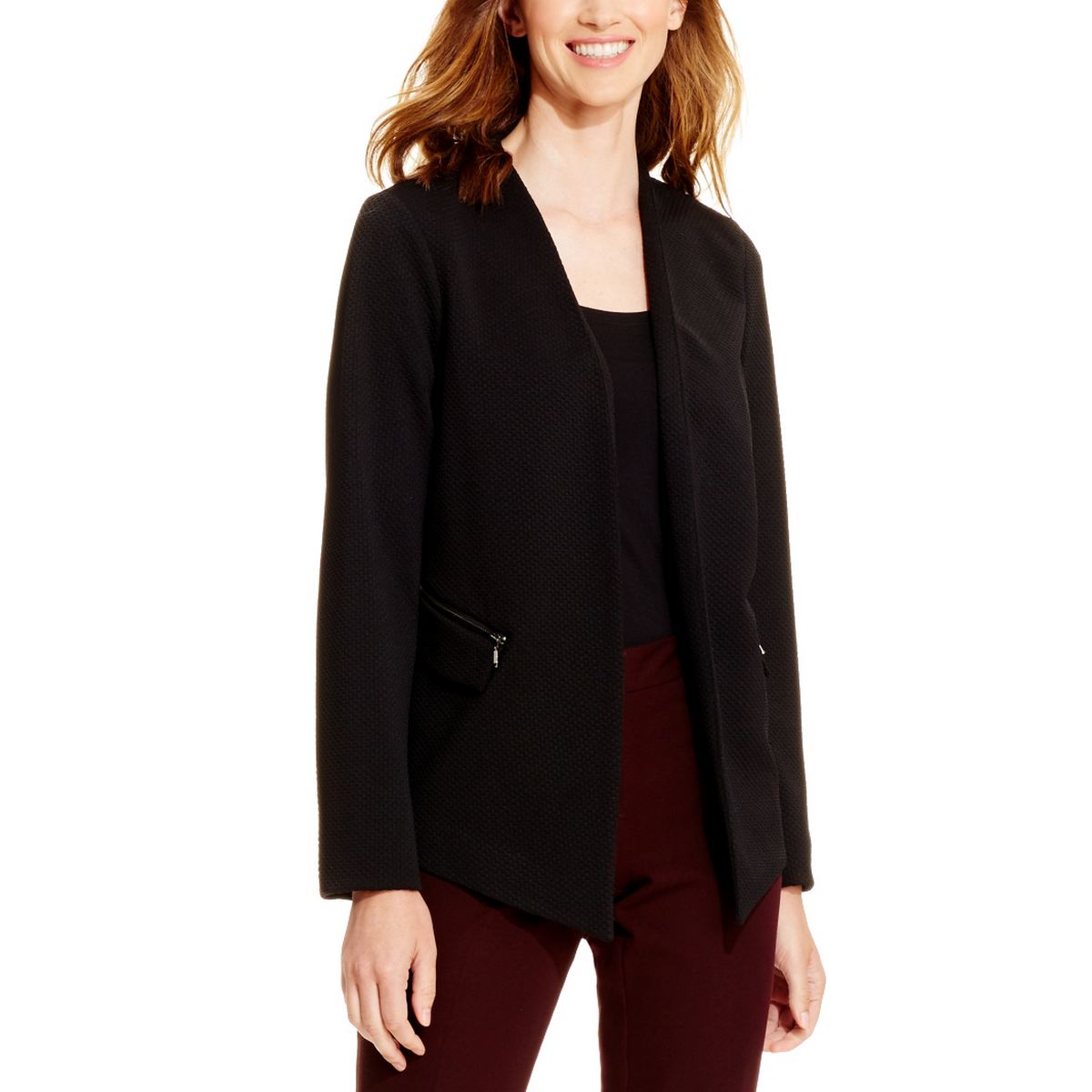 ALFANI NEW Women/'s Pleated-sleeve Collarless Blazer Jacket Top TEDO