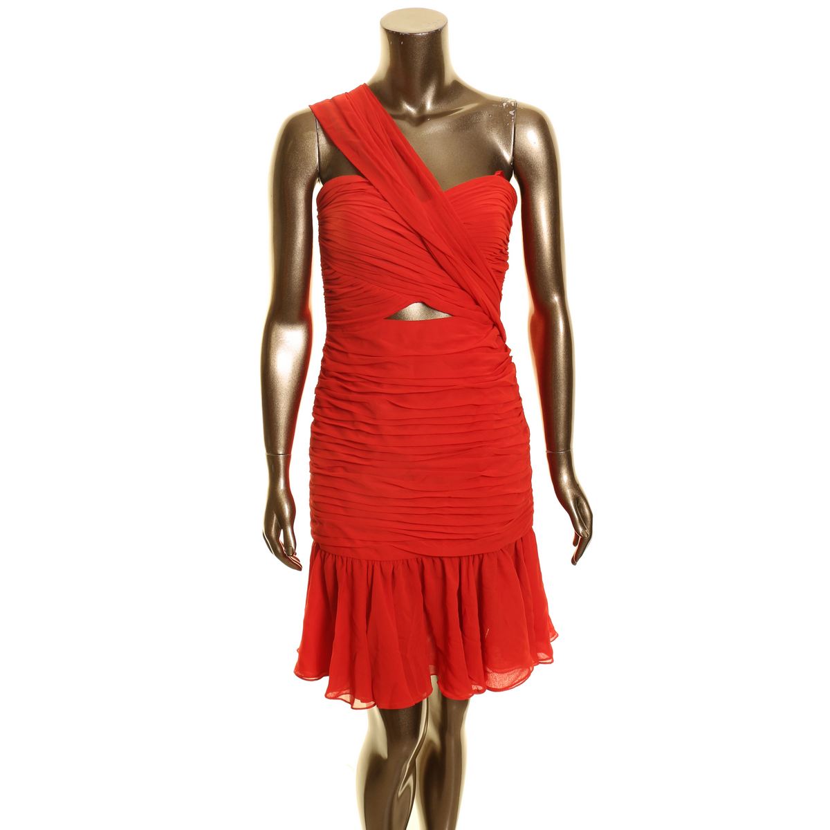 JILL JILL STUART Women's One Shoulder Cut-out Flounce-hem Dress TEDO - Picture 5 of 6