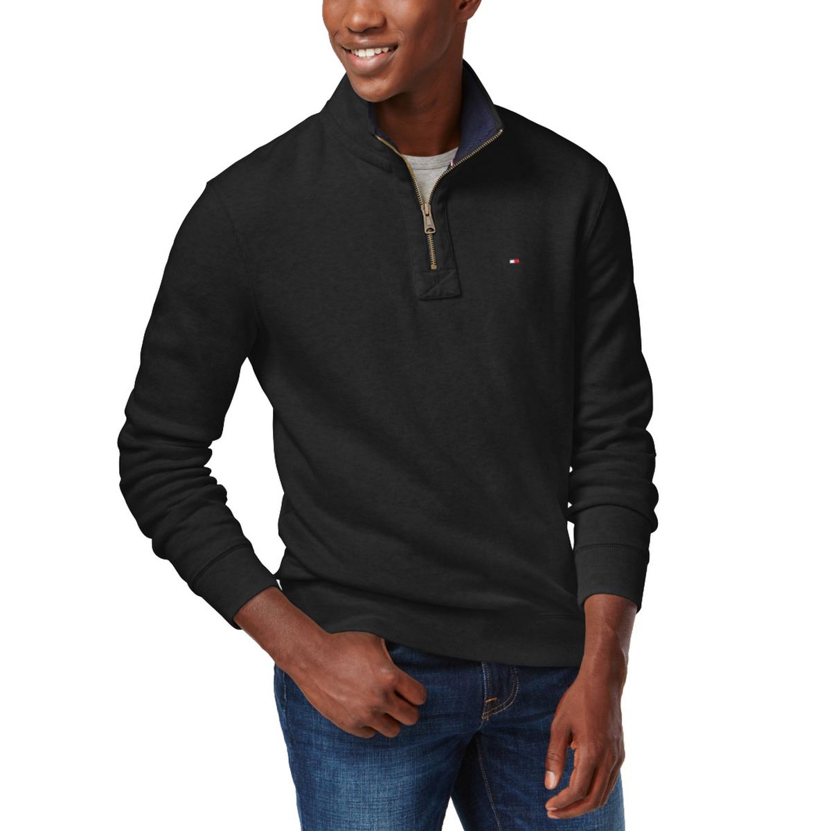 tommy jeans mock neck zip sweatshirt