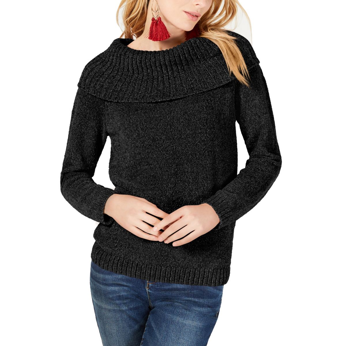 INC Women's Metallic Chenille Pullover Cowl Neck Sweater Top TEDO - Picture 9 of 10