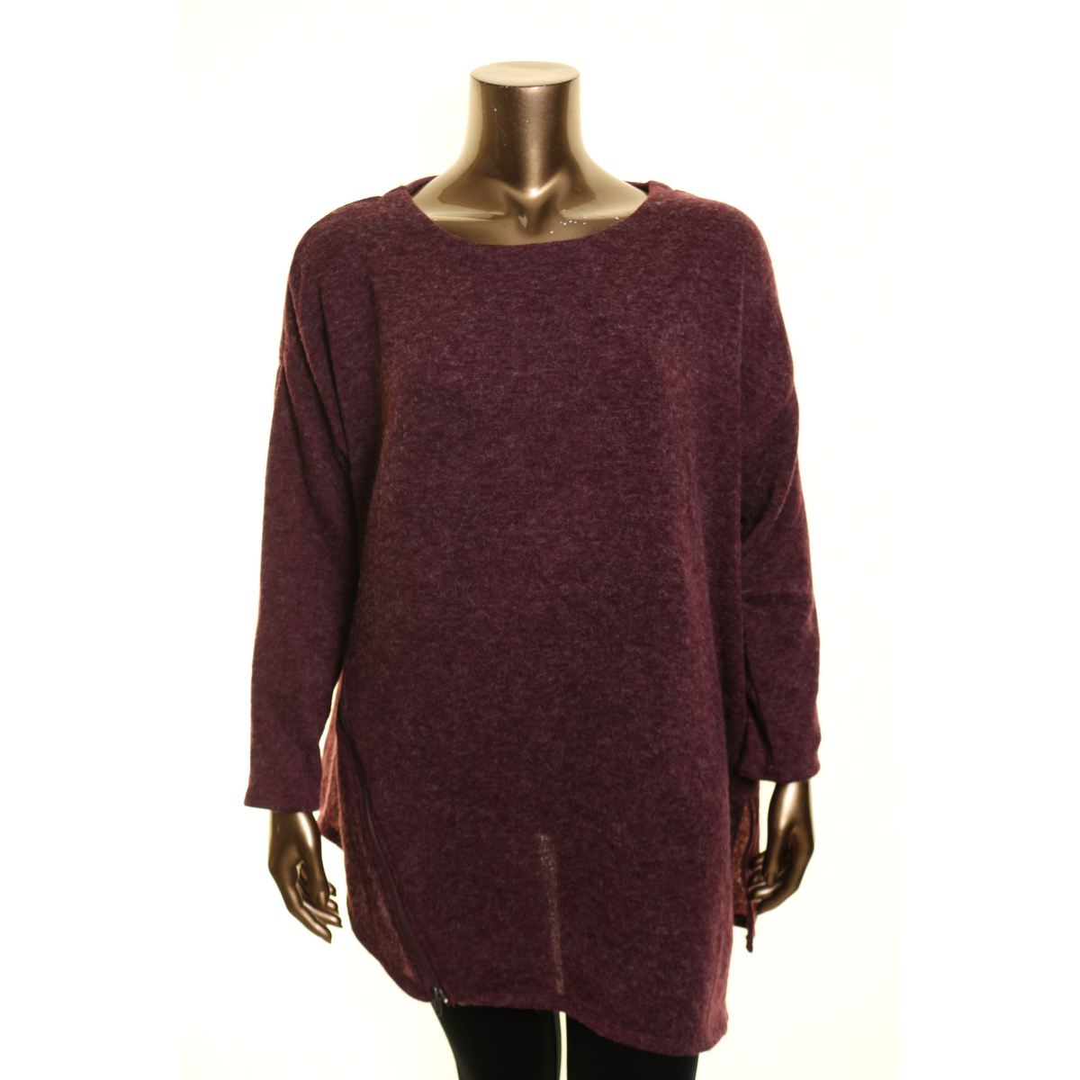 RACHEL ROY NEW Women's Plus Side-zip Asymmetrical-hem Tunic Sweater Top TEDO