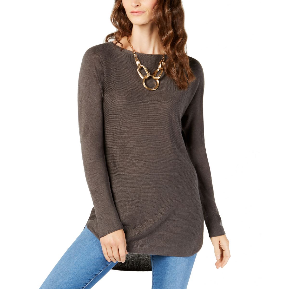 INC NEW Women s Wool Blend Hi lo Shirttail Boat Neck Sweater Top TEDO