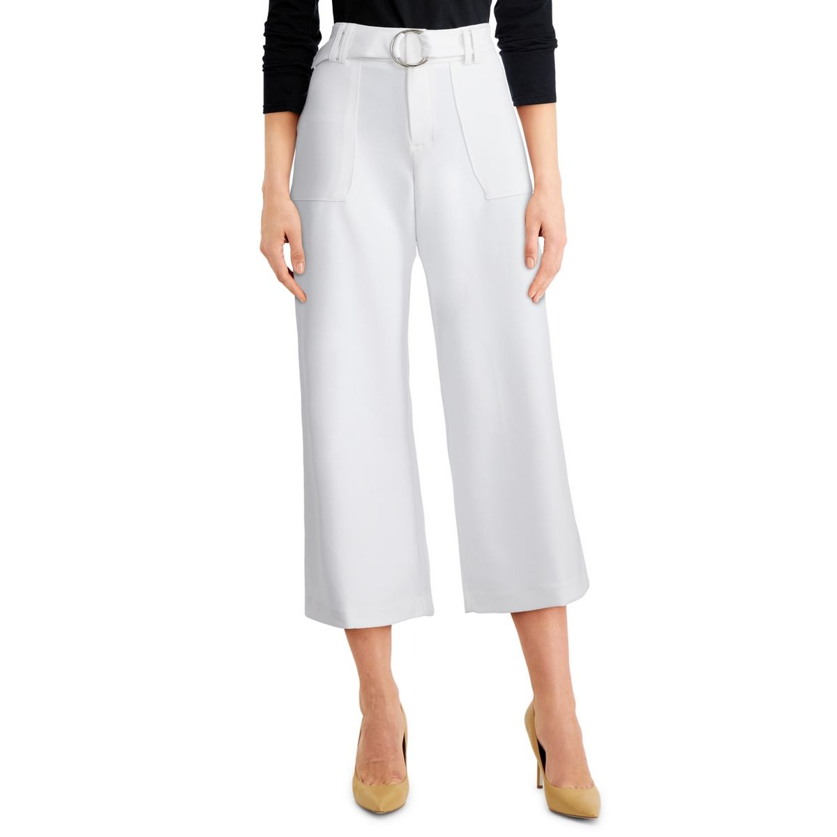 INC Women's Hi-rise Belted Utility Wide-leg Culotte Capris Cropped Pants  TEDO | eBay