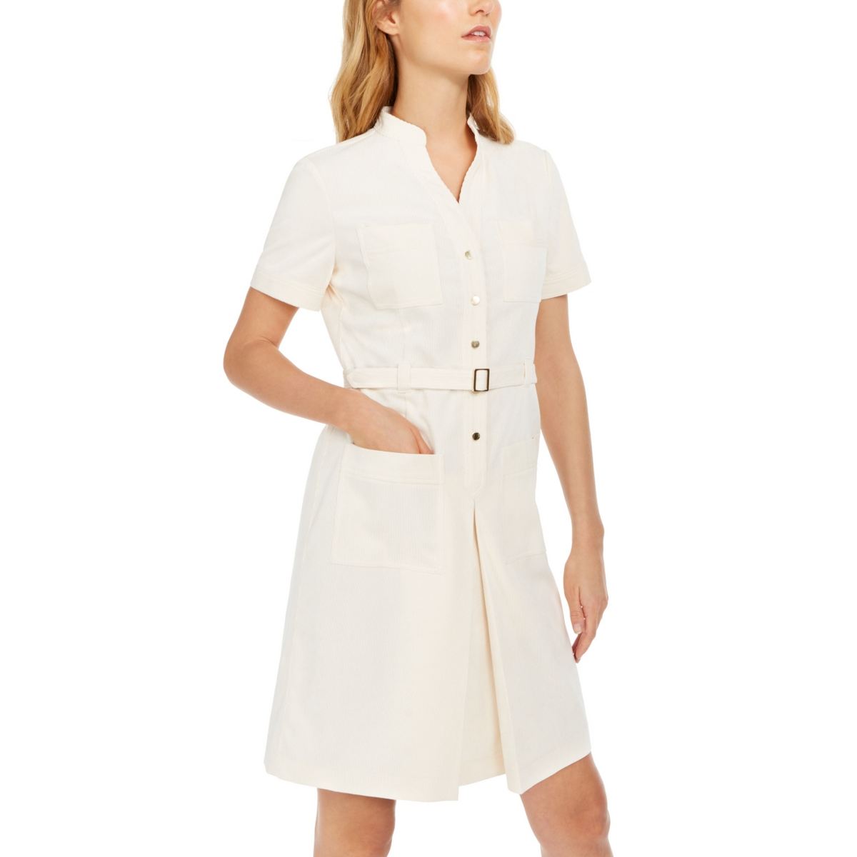 cream shirt dress womens Modest Women's Shirt Dress 12504