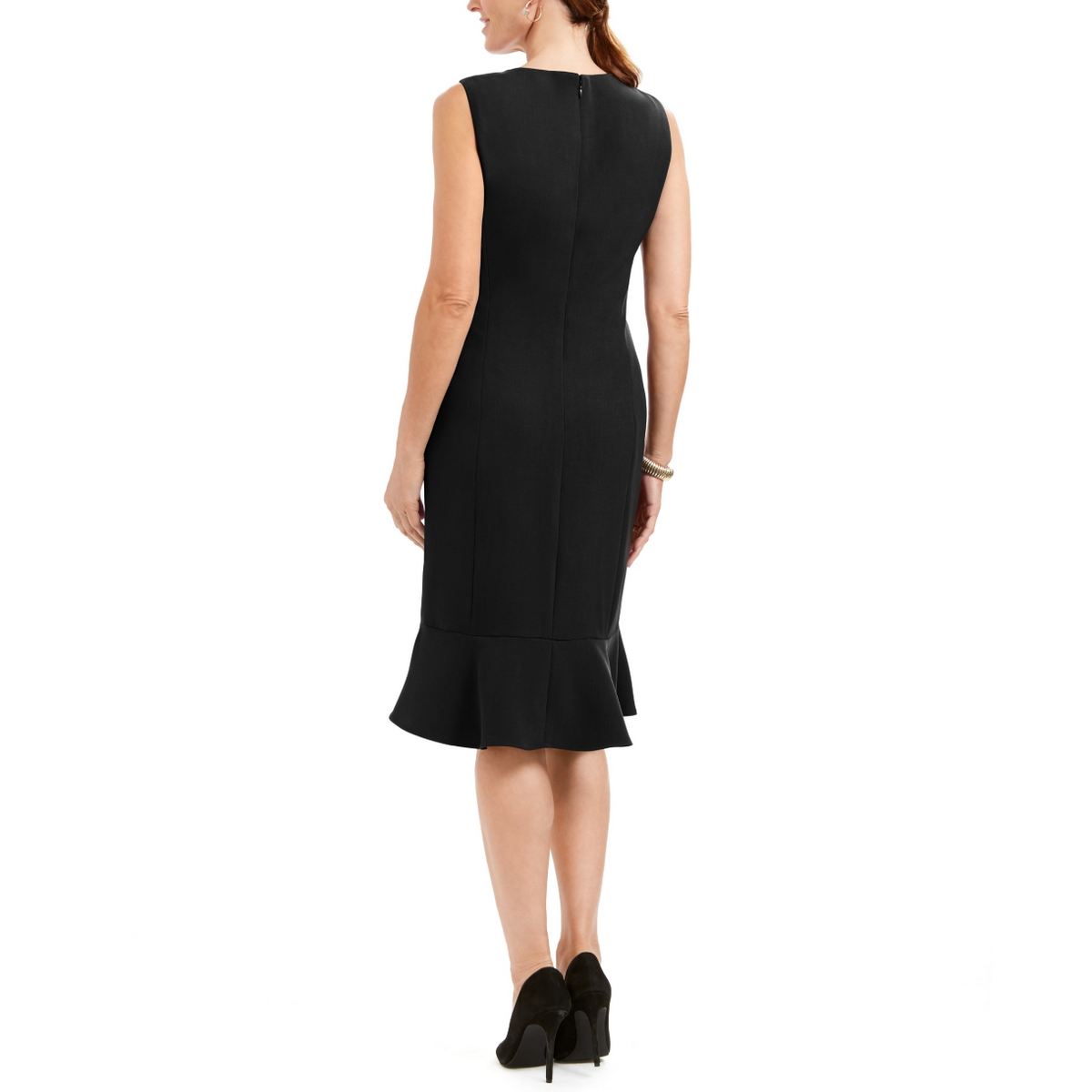 Kasper Womens Black Ruffle Hem Sleeveless Layering Shift Dress 12 Bhfo