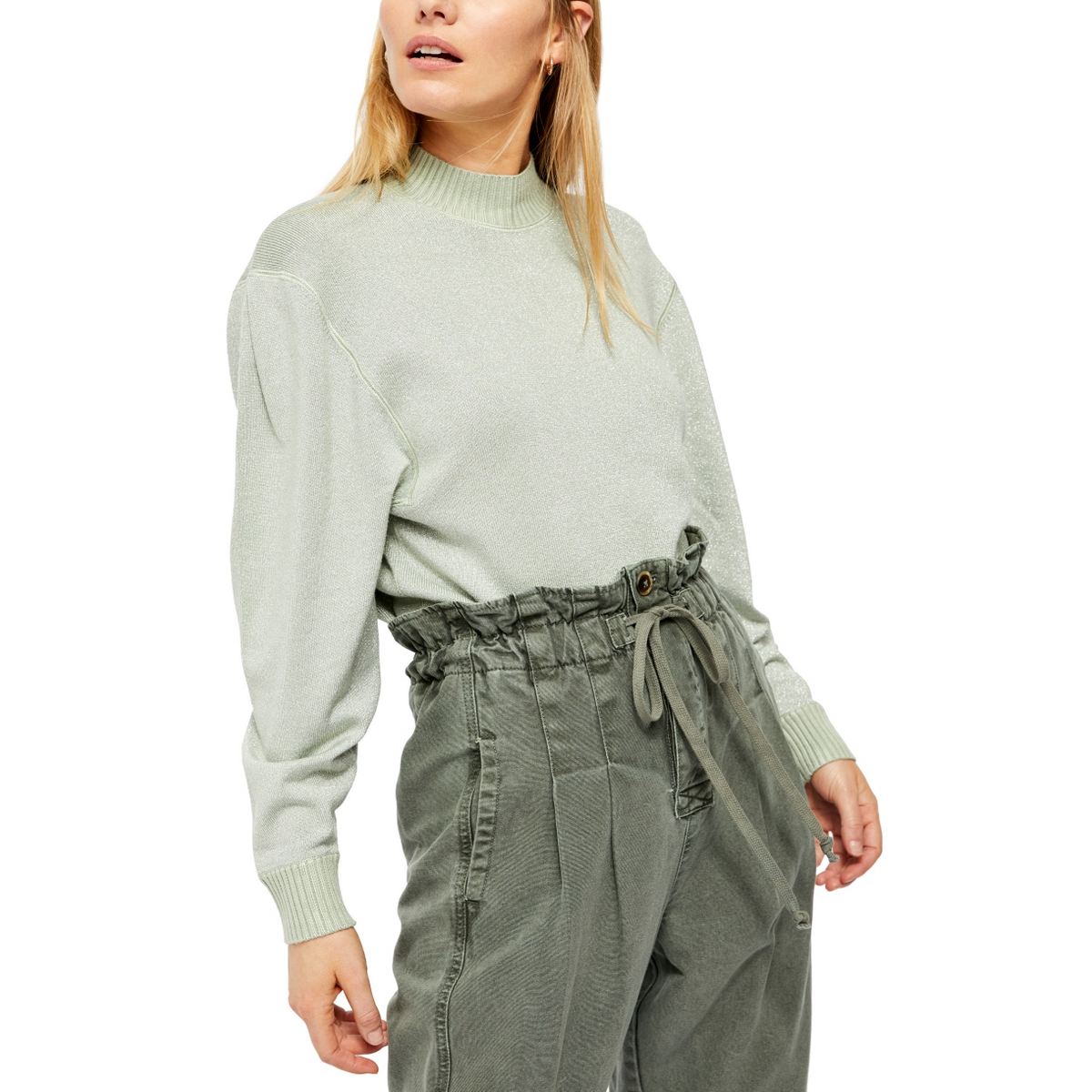 Free People Starry Night Shimmer Sweater Green S
