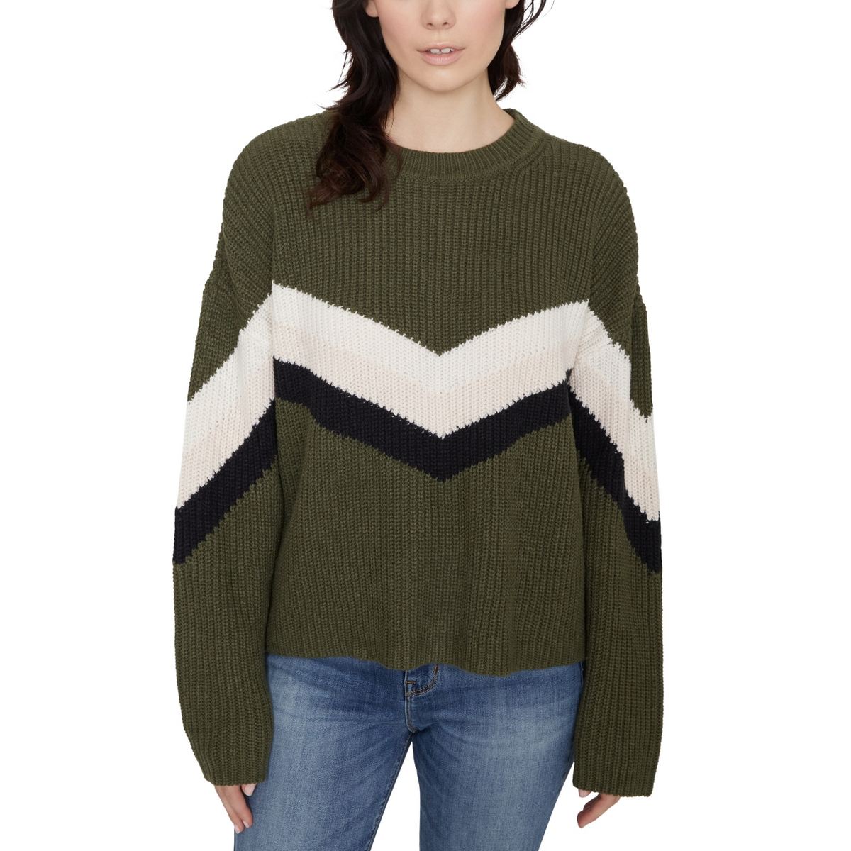 SANCTUARY Women's Apres Ski Chevron Scoop Neck Sweater Top TEDO - Picture 3 of 6