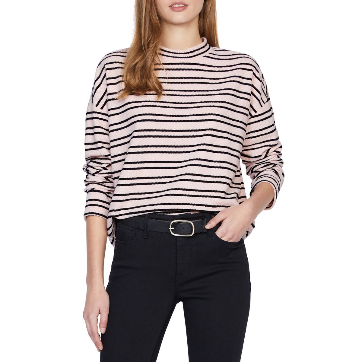 SANCTUARY NEW Women's Stripe Textured Chenille Mock Neck Sweater Top TEDO - Picture 5 of 6