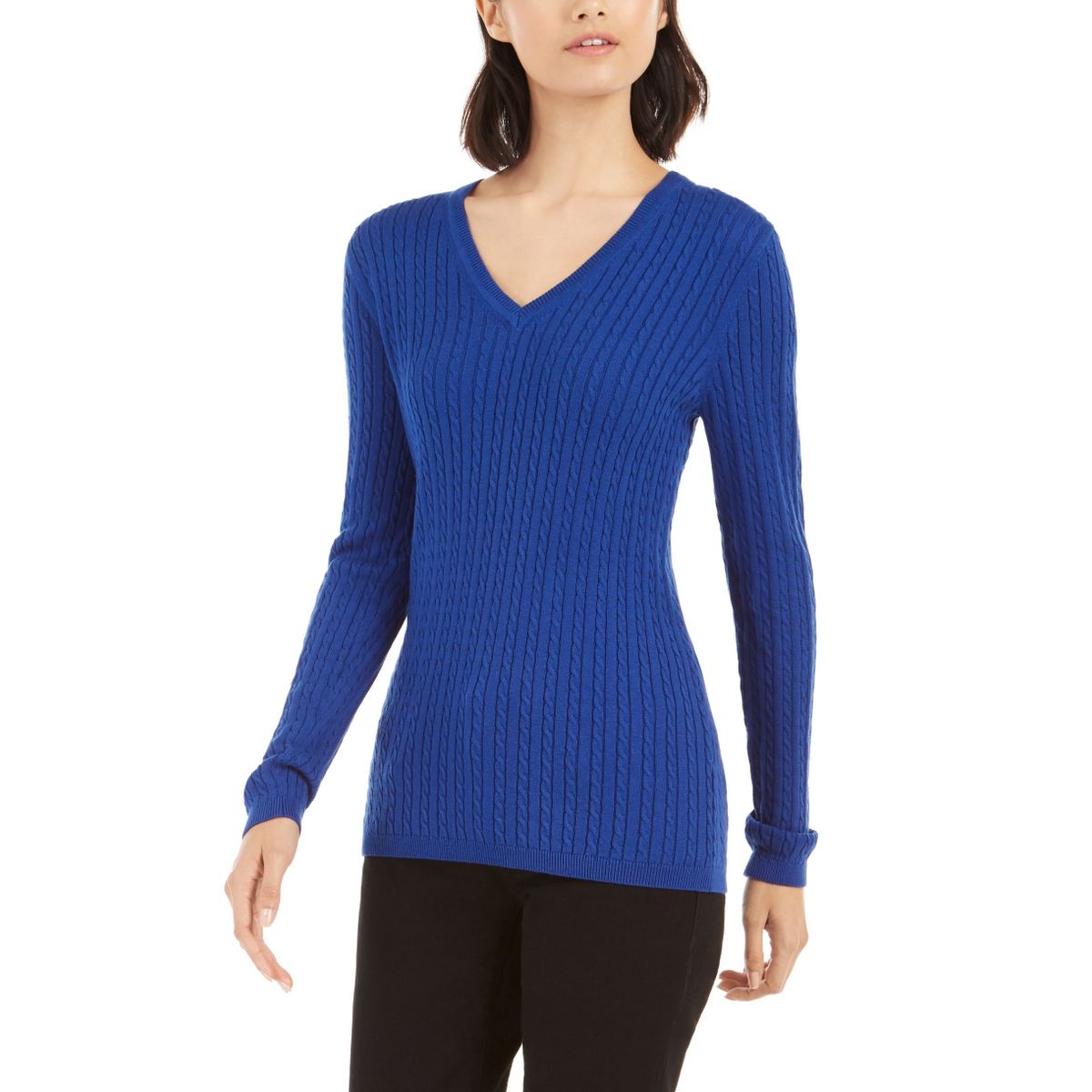 tommy hilfiger cable v neck sweater