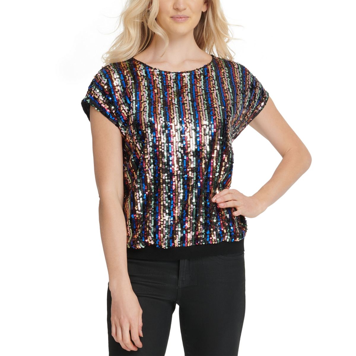 cap sleeve sequin top