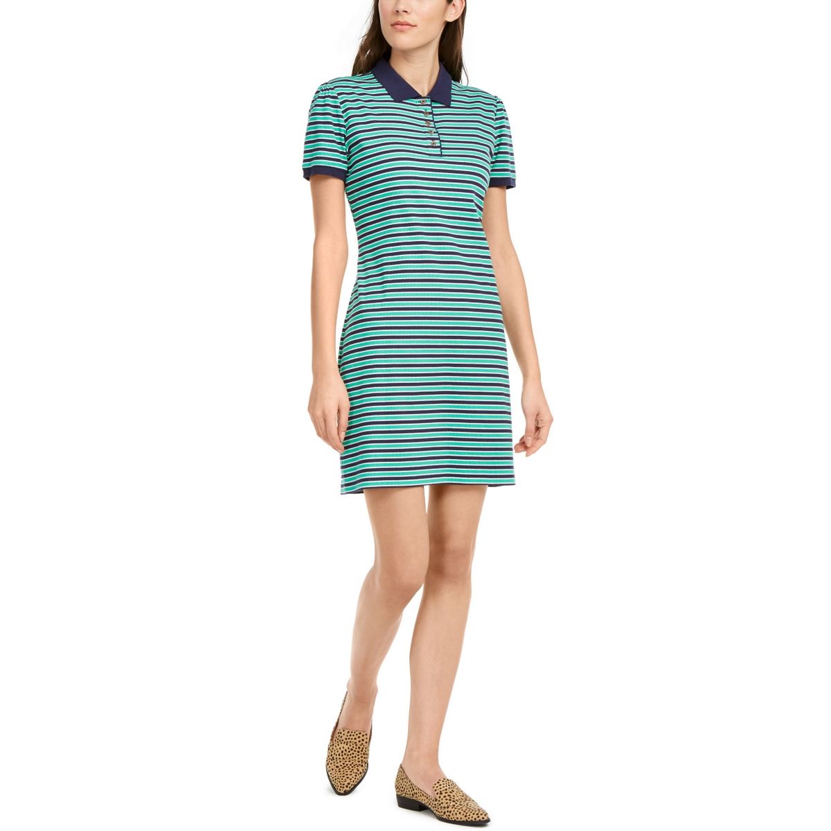 blue stripe polo dress