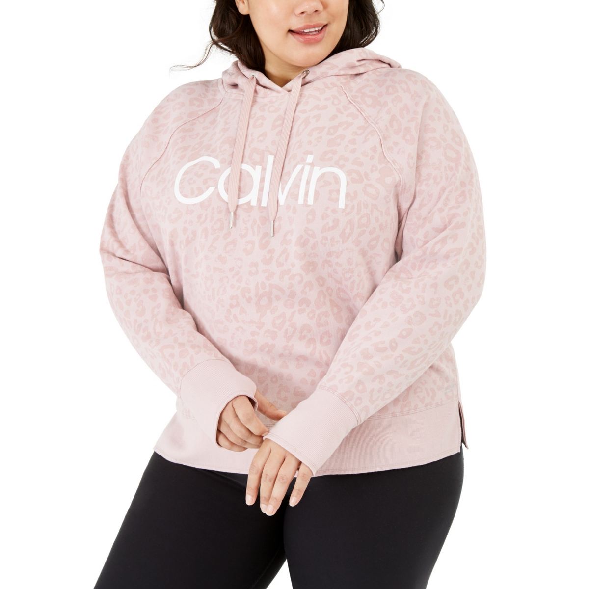Calvin Klein Performance Women's Plus Size Ruched-Sleeve Zip Hoodie (Teak,  1X)