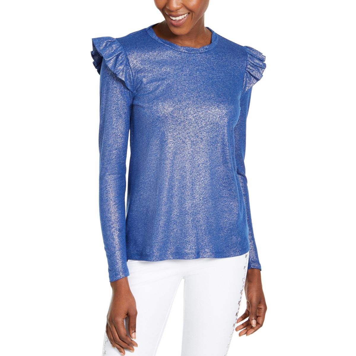 Chemisier femme MICHAEL KORS Petite Lin Blend volants épaules haut PL TEDO
