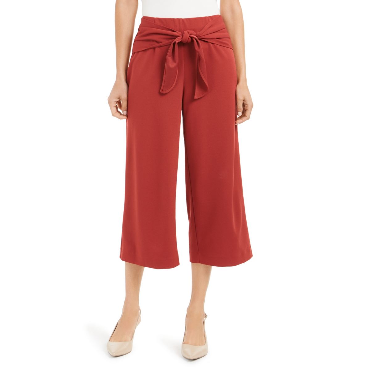 ALFANI NEW Women's Burgundy Brick Tie-front Pull-on Culotte Casual Pants 12  TEDO 732997283653 | eBay